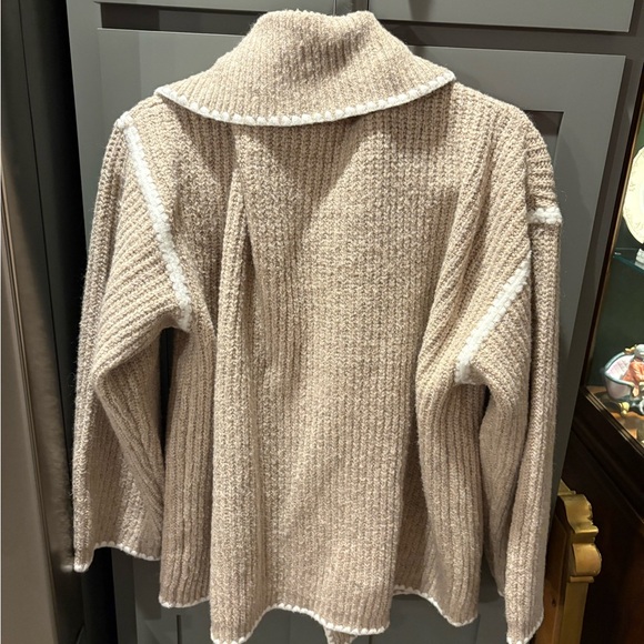 Anthropologie Flat White Collared Whipstitch Cardigan Sweater - Picture 7 of 7